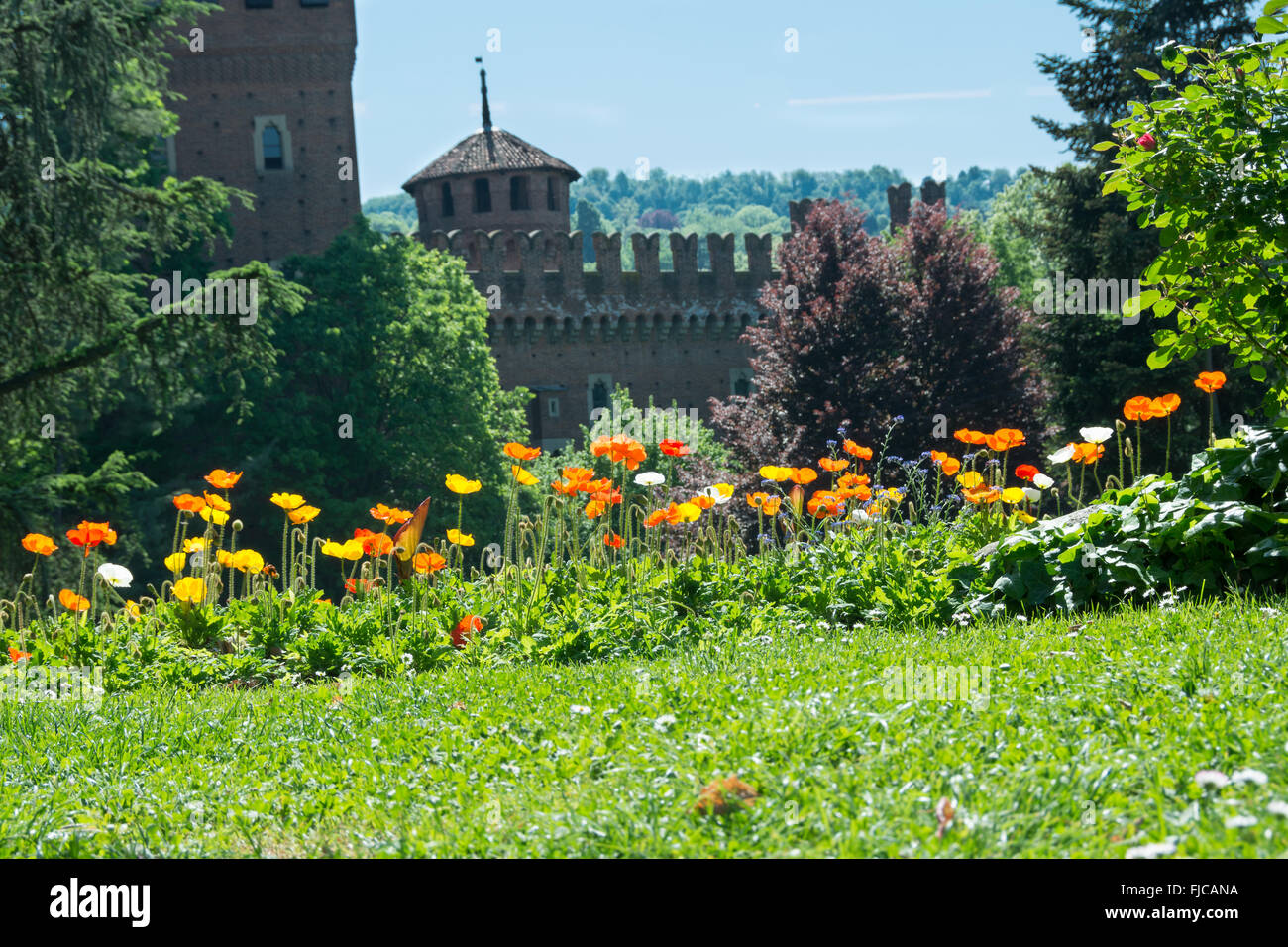 Castle in the park, Turin, Italy Stock Photo