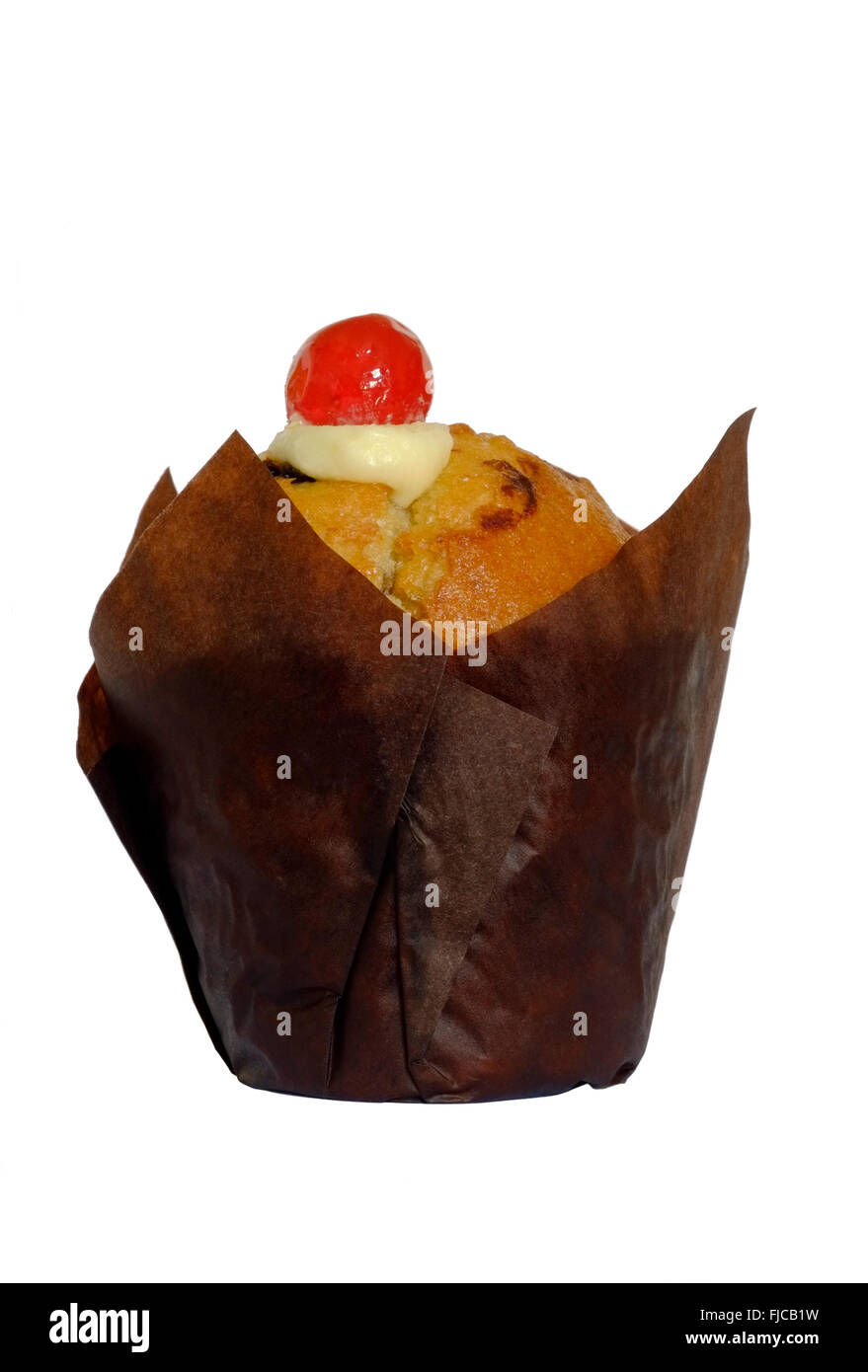 fresh blueberry muffin with a cherry on the top Stock Photo