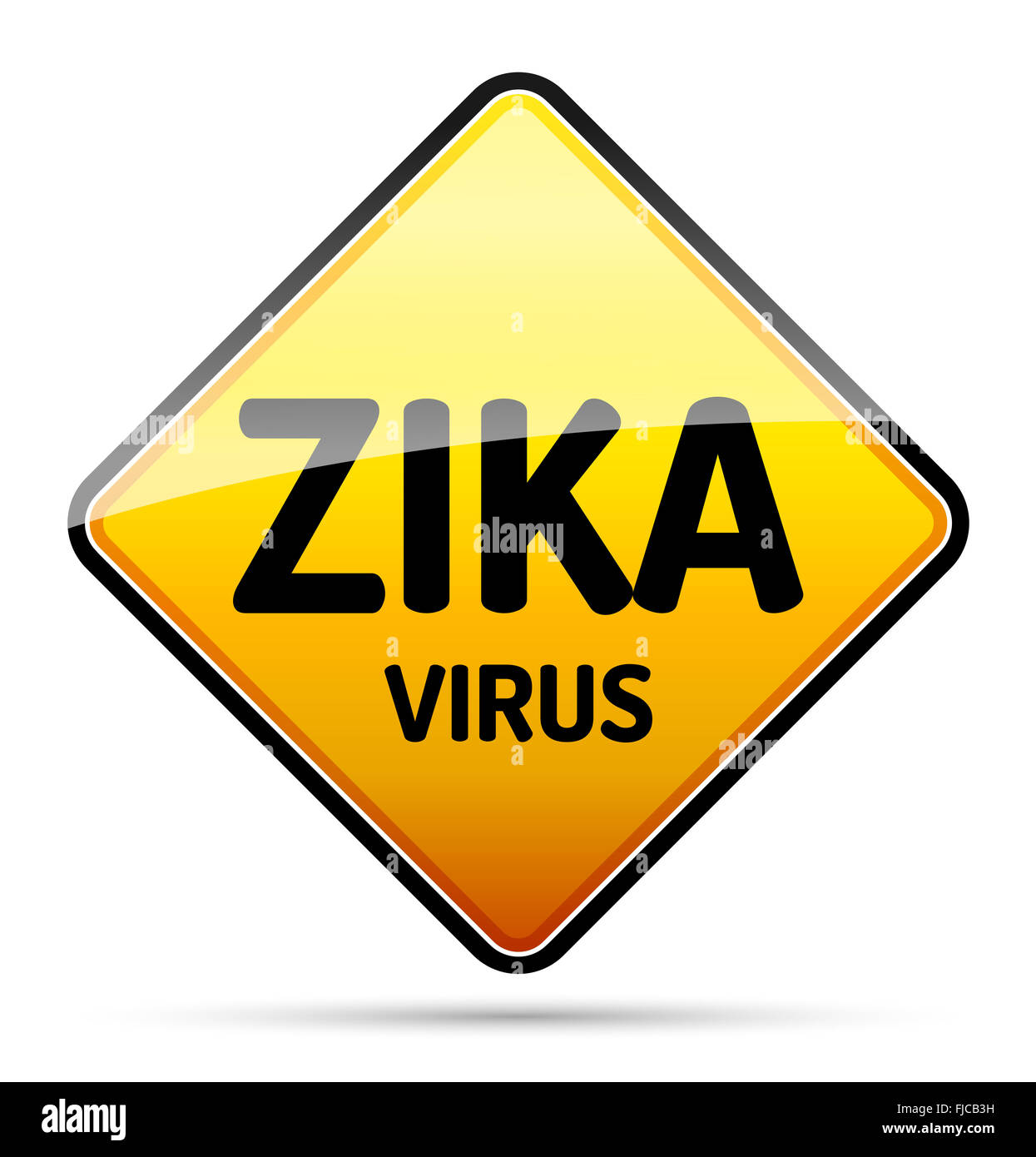 Zika virus warning sign with reflect and shadow on white background. Isolated vector. Stock Photo