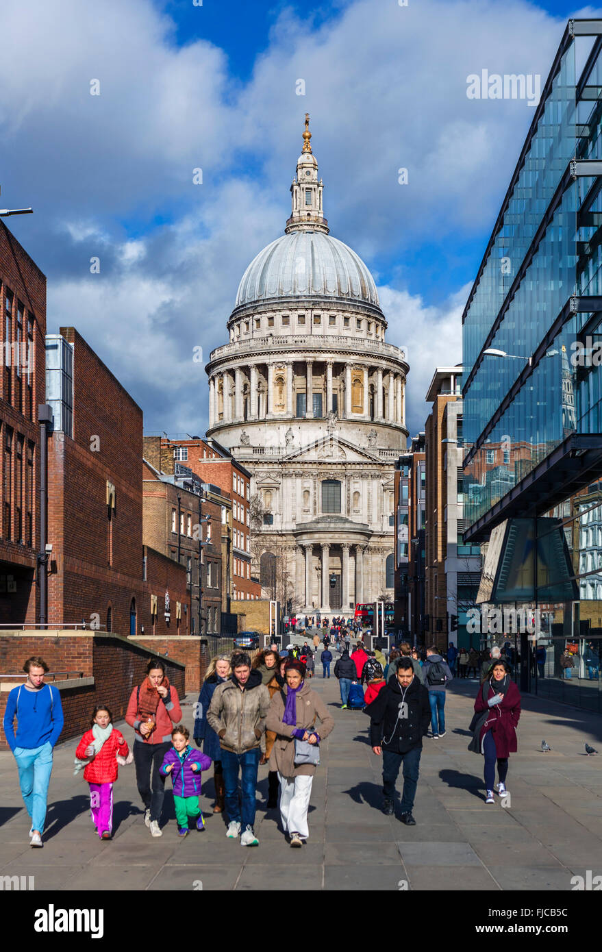 St Paul's Cathedral from Peter's Hill, London, England, UK Stock Photo