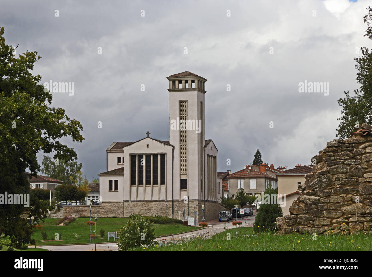 Church and new village of Oradour-sur-Glane, France Stock Photo