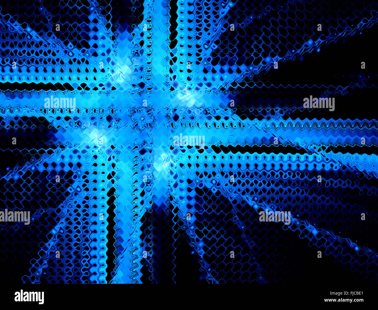 Blue fractal mesh artwork, computer generated abstract background Stock Photo