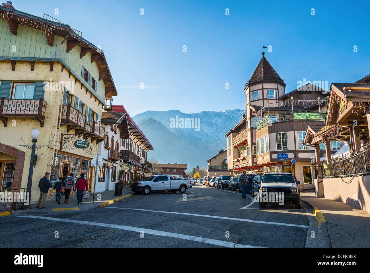 Leavenworth Bavarian themed town in Washington State. Stock Photo