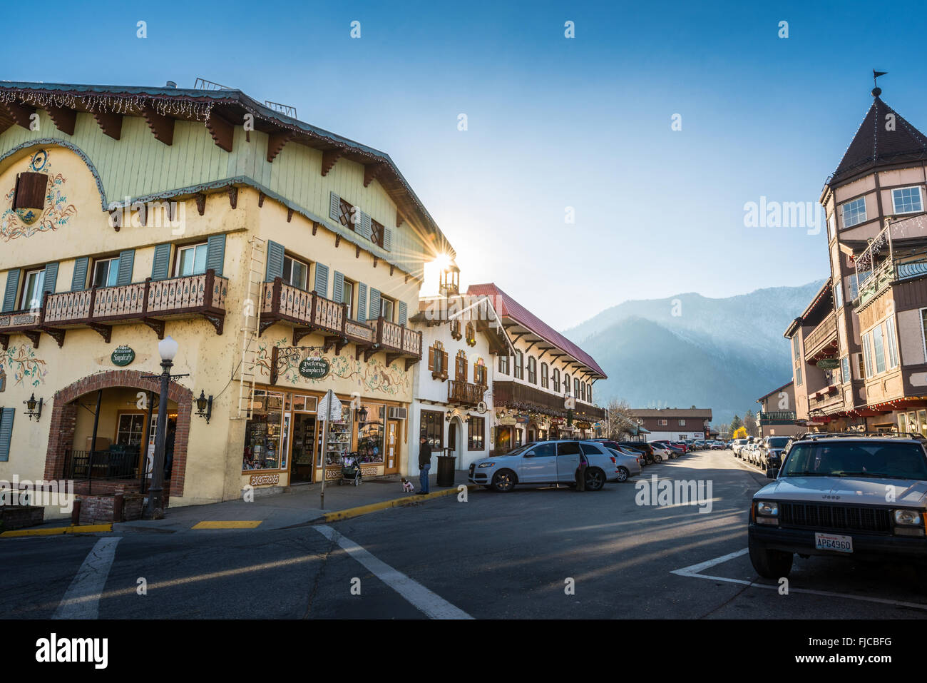 Leavenworth Bavarian themed town in Washington State. Stock Photo