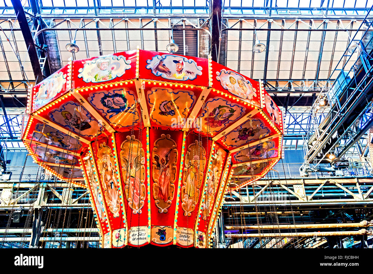 merry-go-round  at a historic Fun fair in Germany; Karussell auf einem historischen Jahrmarkt Stock Photo
