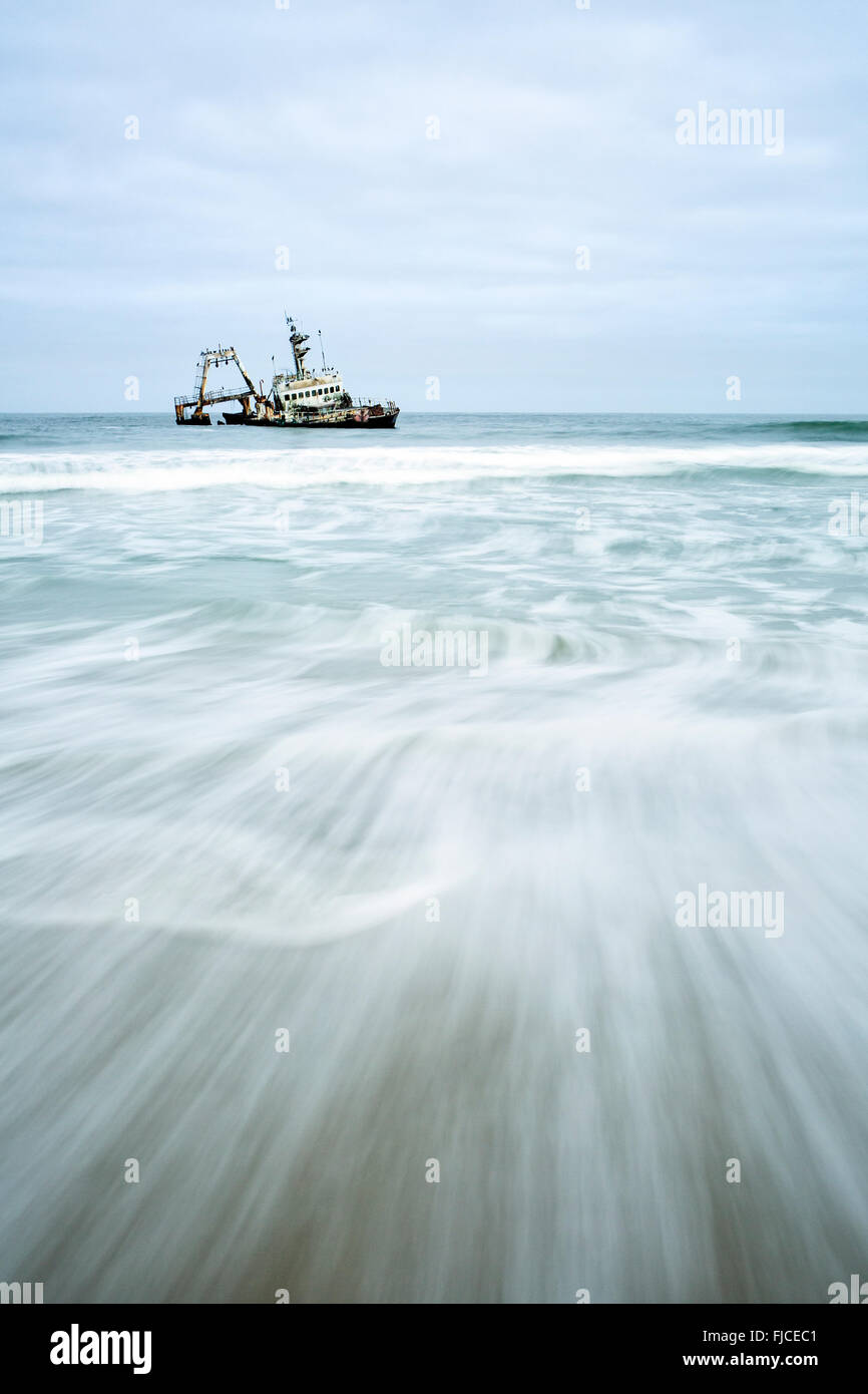 Ship wreck on the Skeleton Coast. Stock Photo