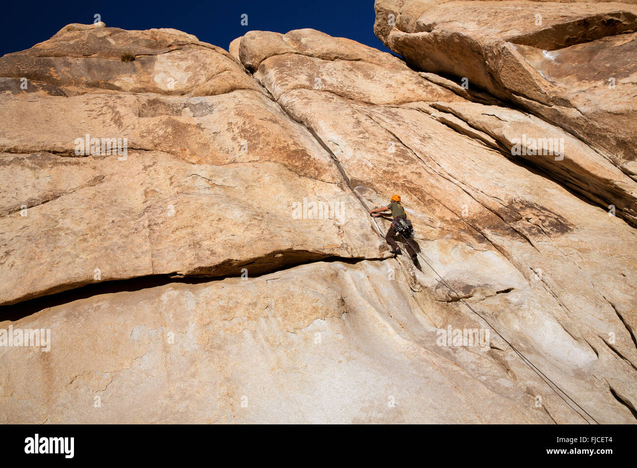 Rock Climbing at Hidden Valley, Joshua Tree National Park California USA Stock Photo