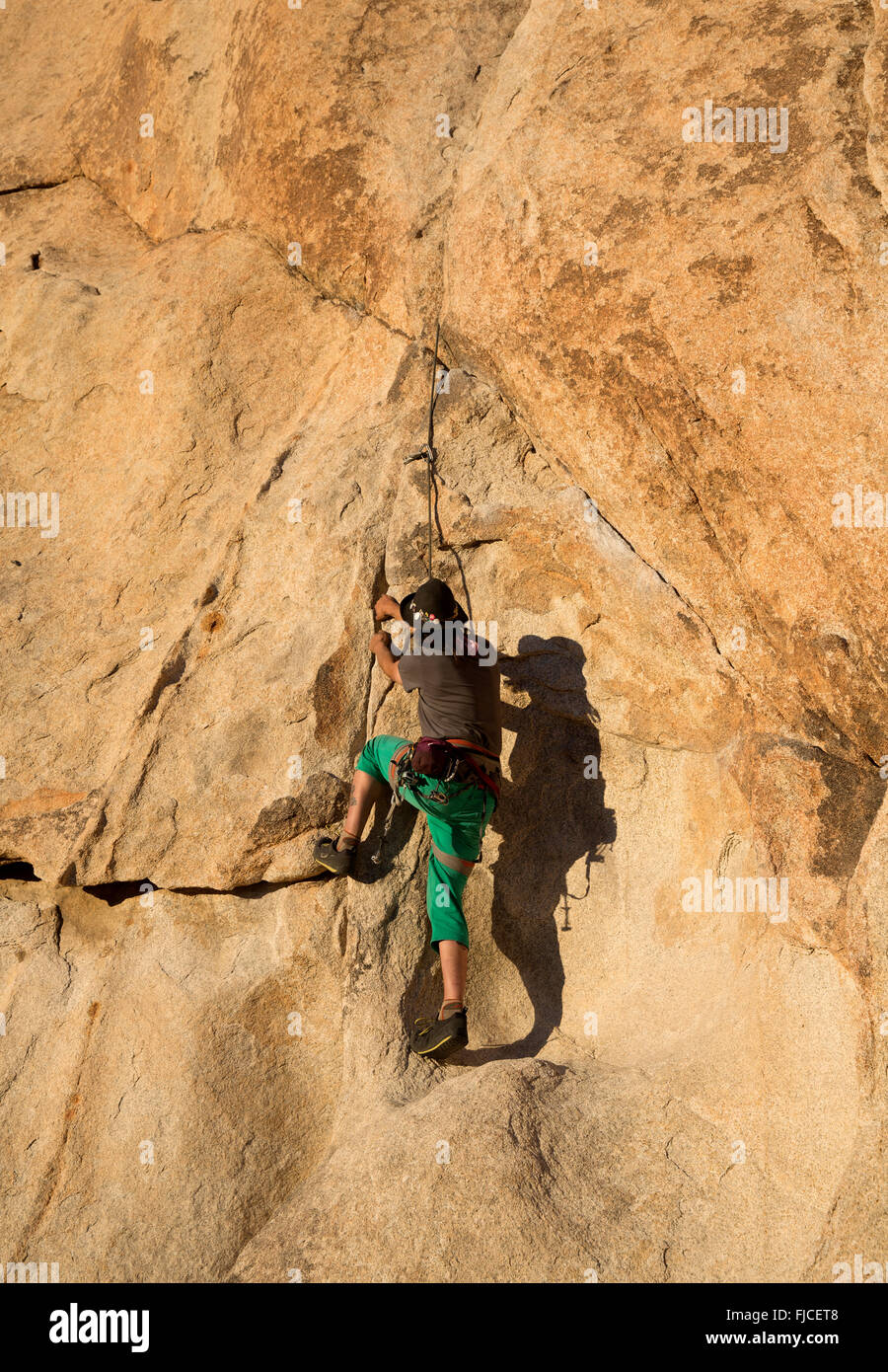 Rock Climbing at Hidden Valley, Joshua Tree National Park California USA Stock Photo