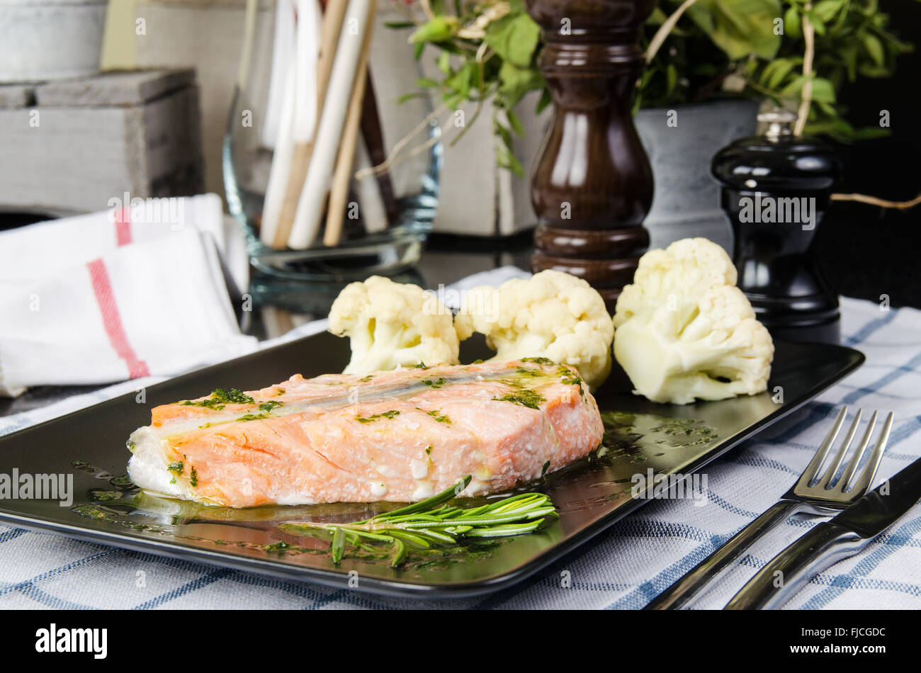 Healthy Food, steamed fish Stock Photo - Alamy