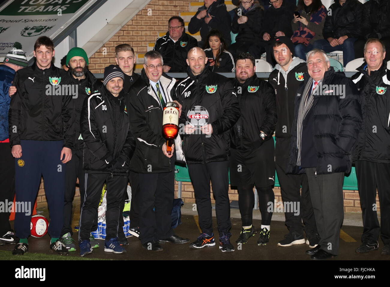 Nantwich, Cheshire, UK. 1st March, 2016. Nantwich Town win the Team of the Month for February. Credit:  Simon Newbury/Alamy Live News Stock Photo