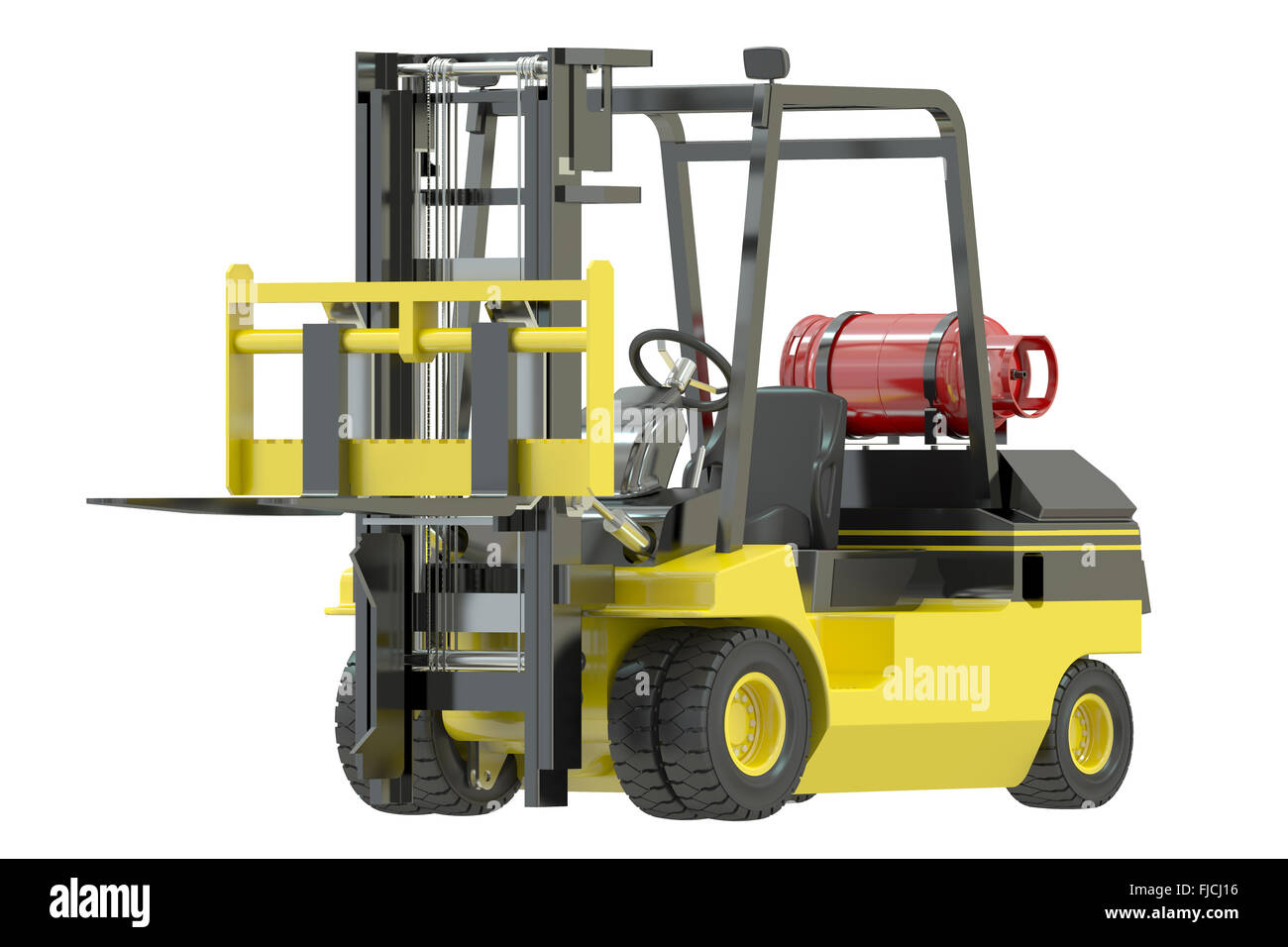 Forklift truck isolated on white background Stock Photo
