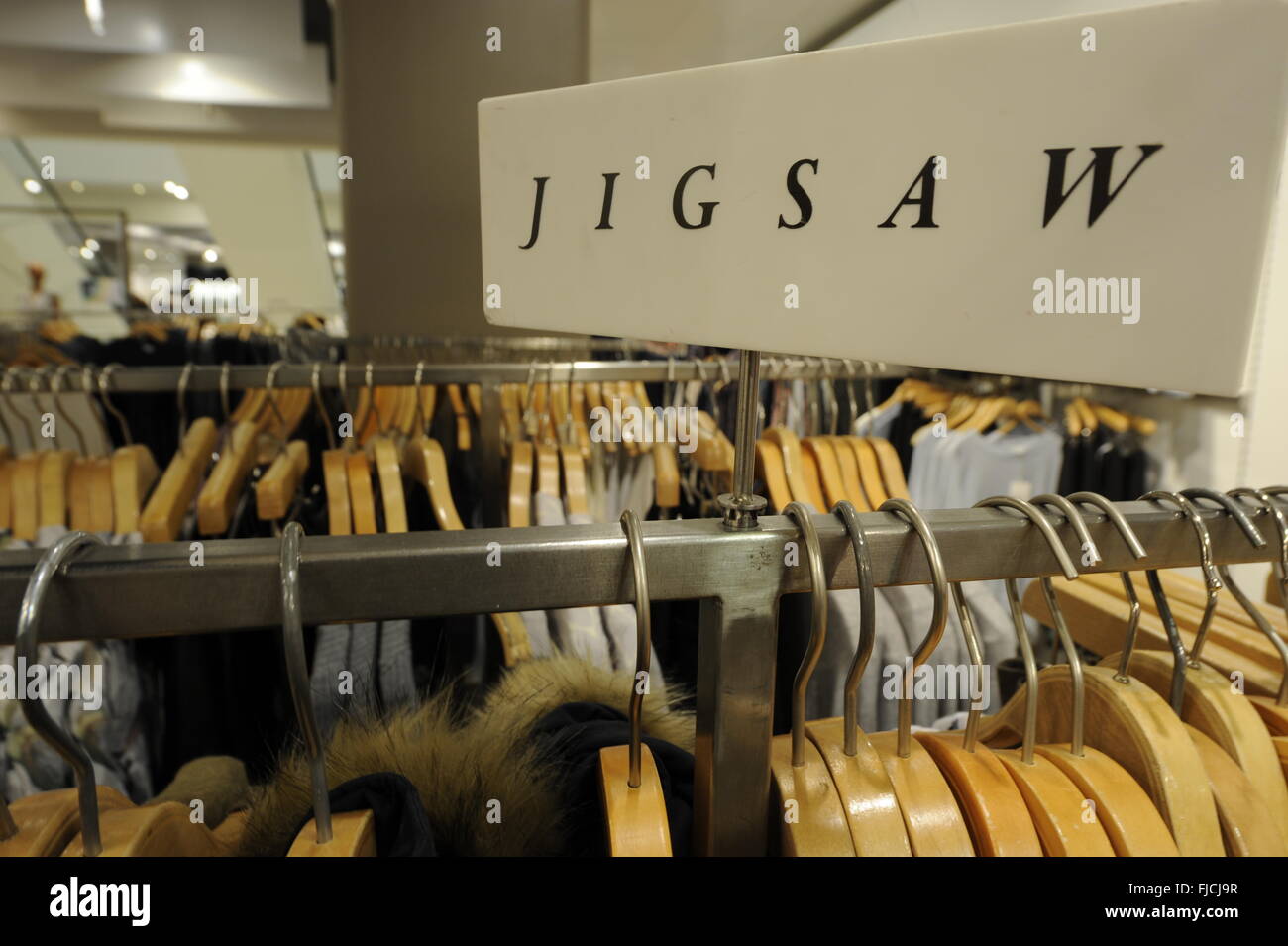 Jigsaw fashion brand sign and display at outlet in Cardiff,Wales UK