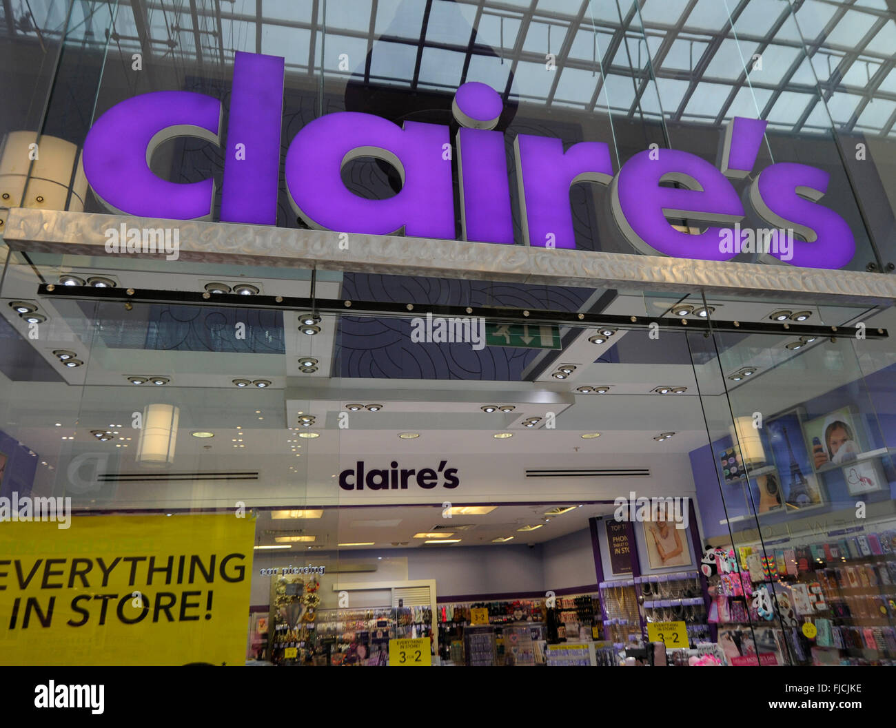 claire's in Cardiff st Davids shopping centre Stock Photo