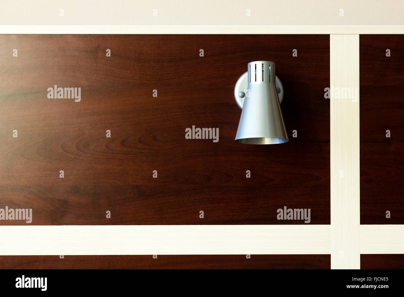 Metal lamp light on the wood wall Stock Photo