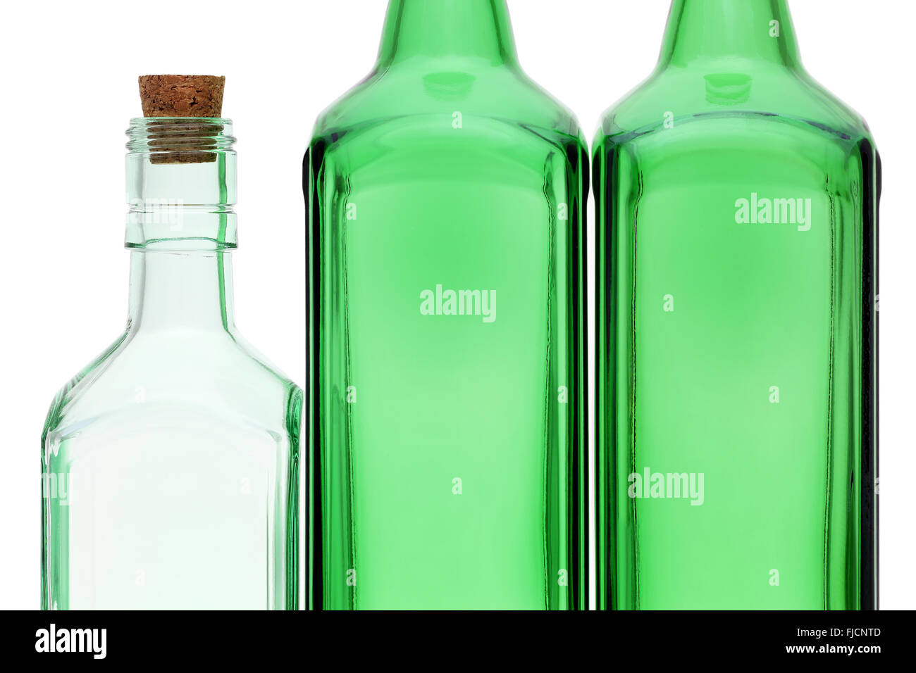 empty glass bottle with cork stopper isolated on white background Stock Photo