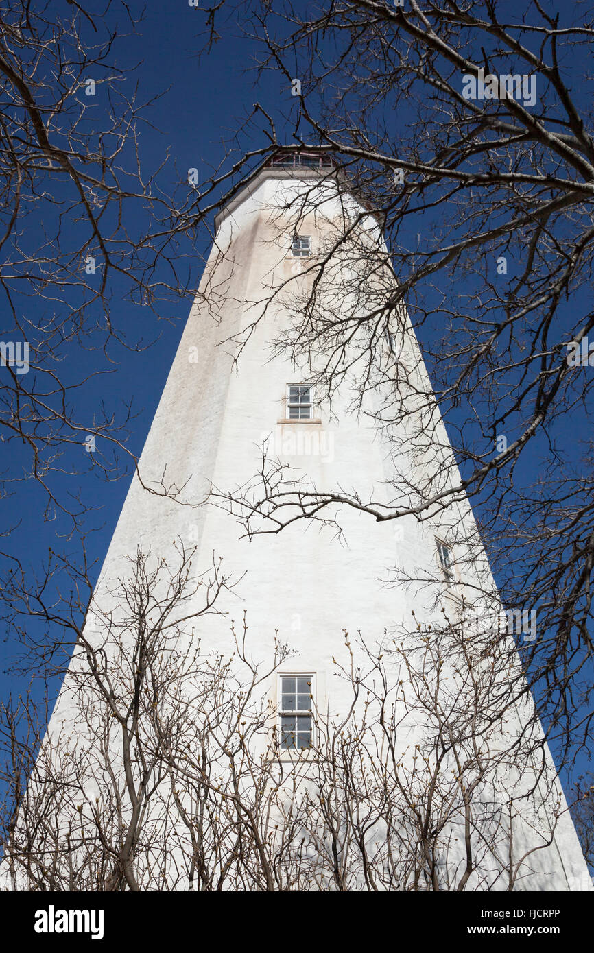 A view of the famous Sandy Hook Lighthouse at Fort Hancock in New