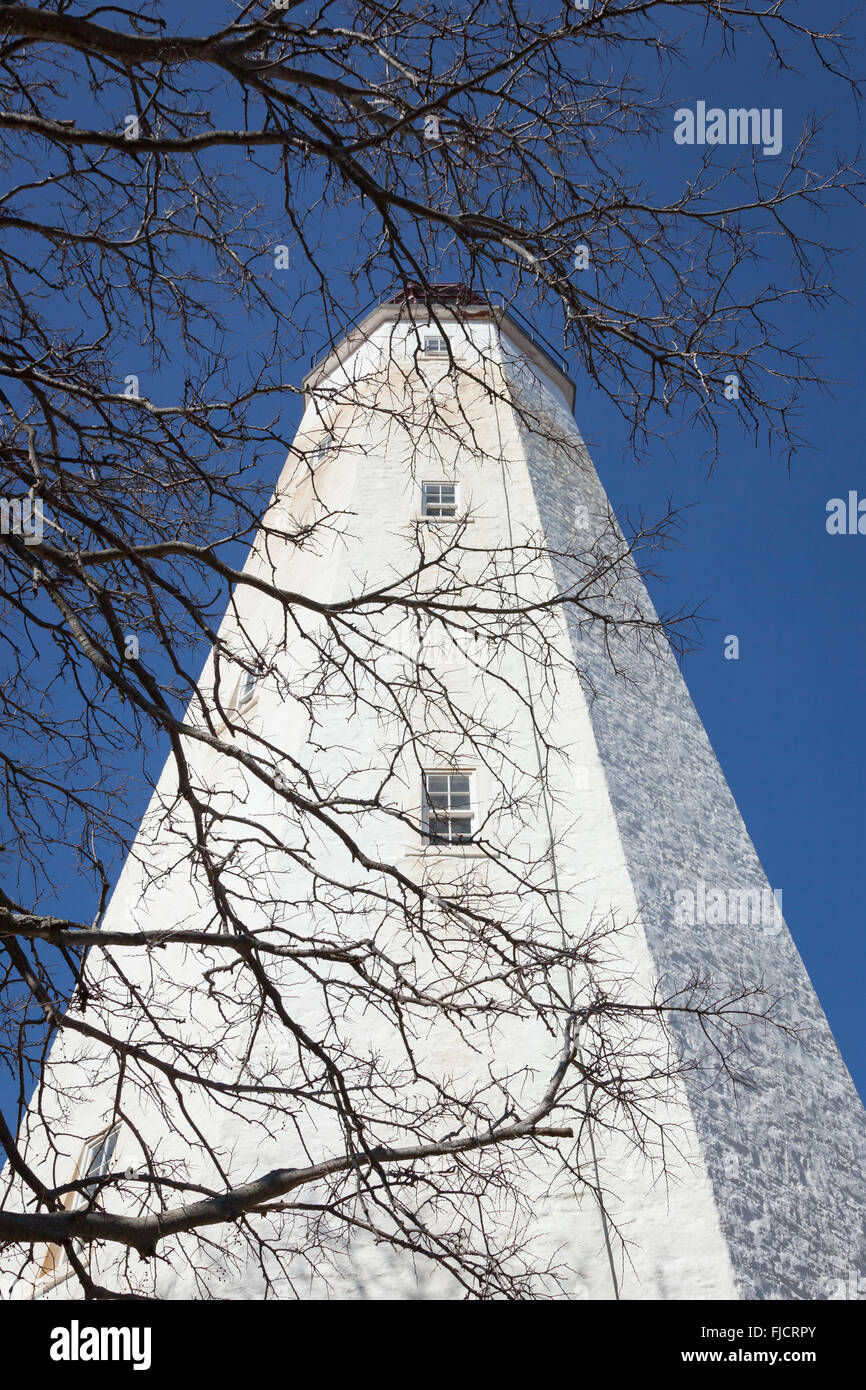 A view of the famous Sandy Hook Lighthouse at Fort Hancock in New