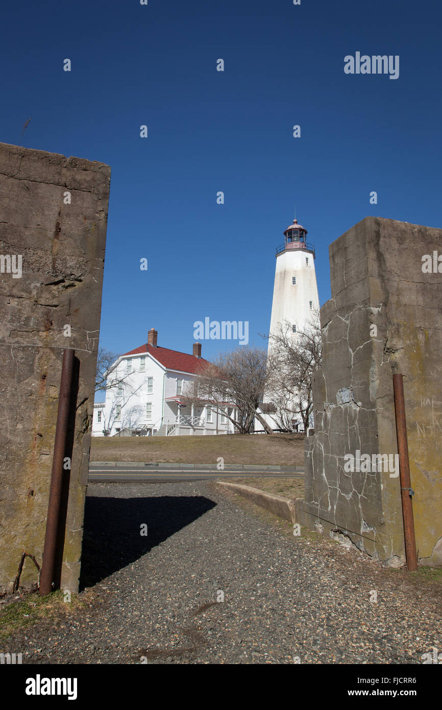 A view of the famous Sandy Hook Lighthouse at Fort Hancock in New