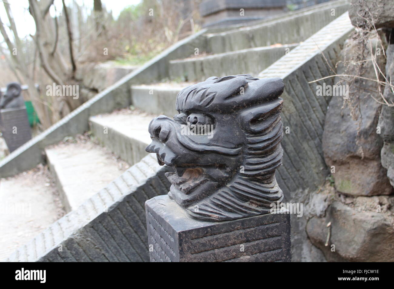 dragon head sculpture Stock Photo