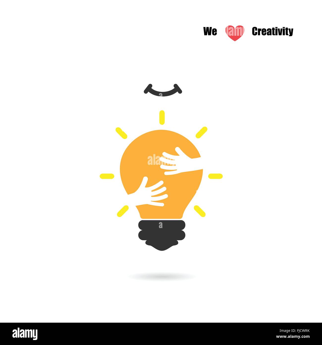 Creative light bulb logo design vector template with small hand.Education and business logotype concept. Vector illustration Stock Vector