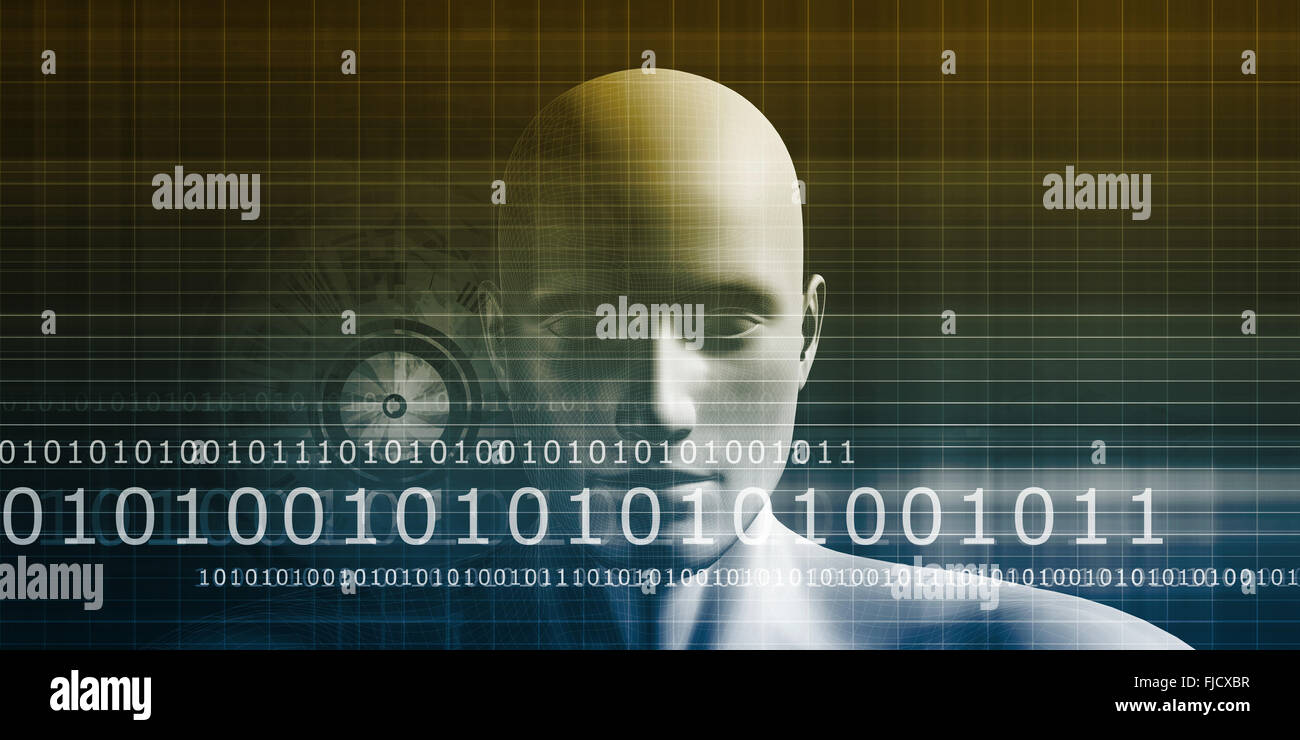 Digital Identity with an Android Faceless Head Art Stock Photo