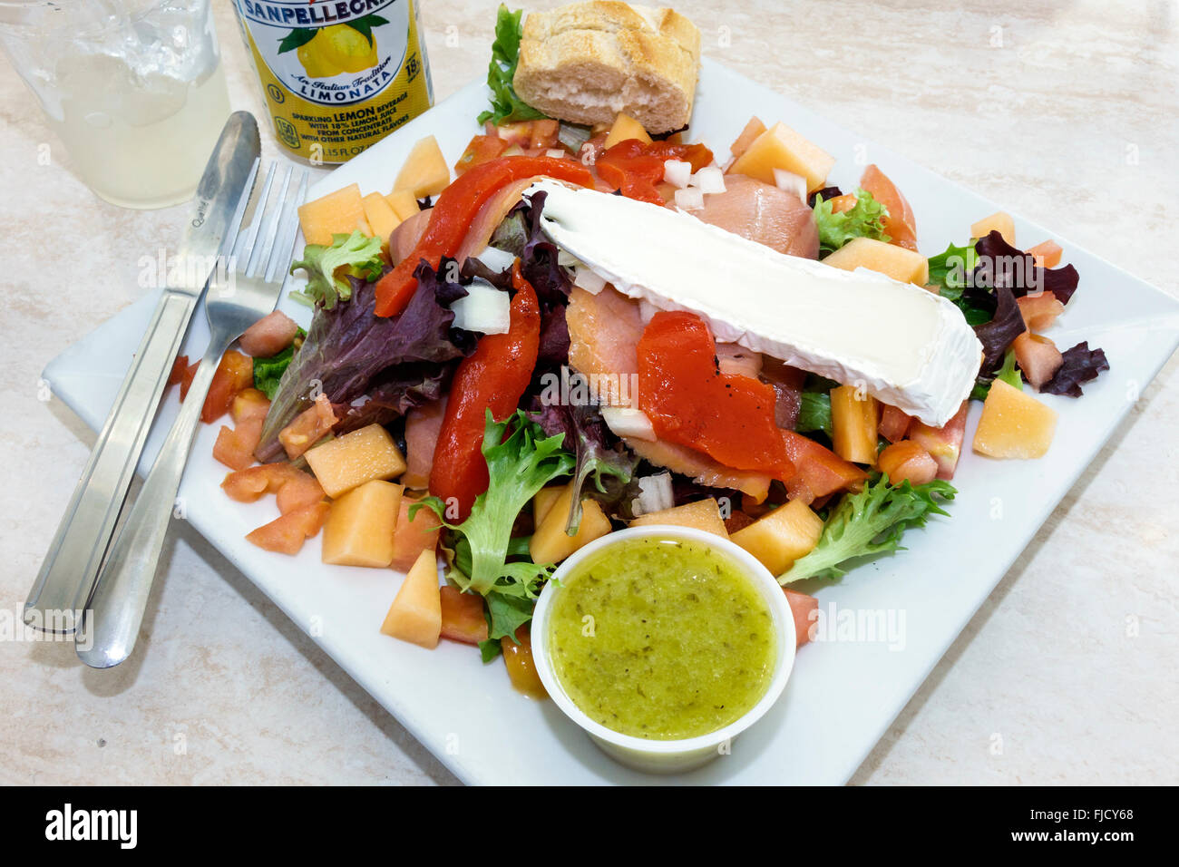 North Miami Beach Florida,La Provence Artisanal French Bakery & Cafe,restaurant restaurants food dining cafe cafes,interior inside,salmon salad,plate, Stock Photo