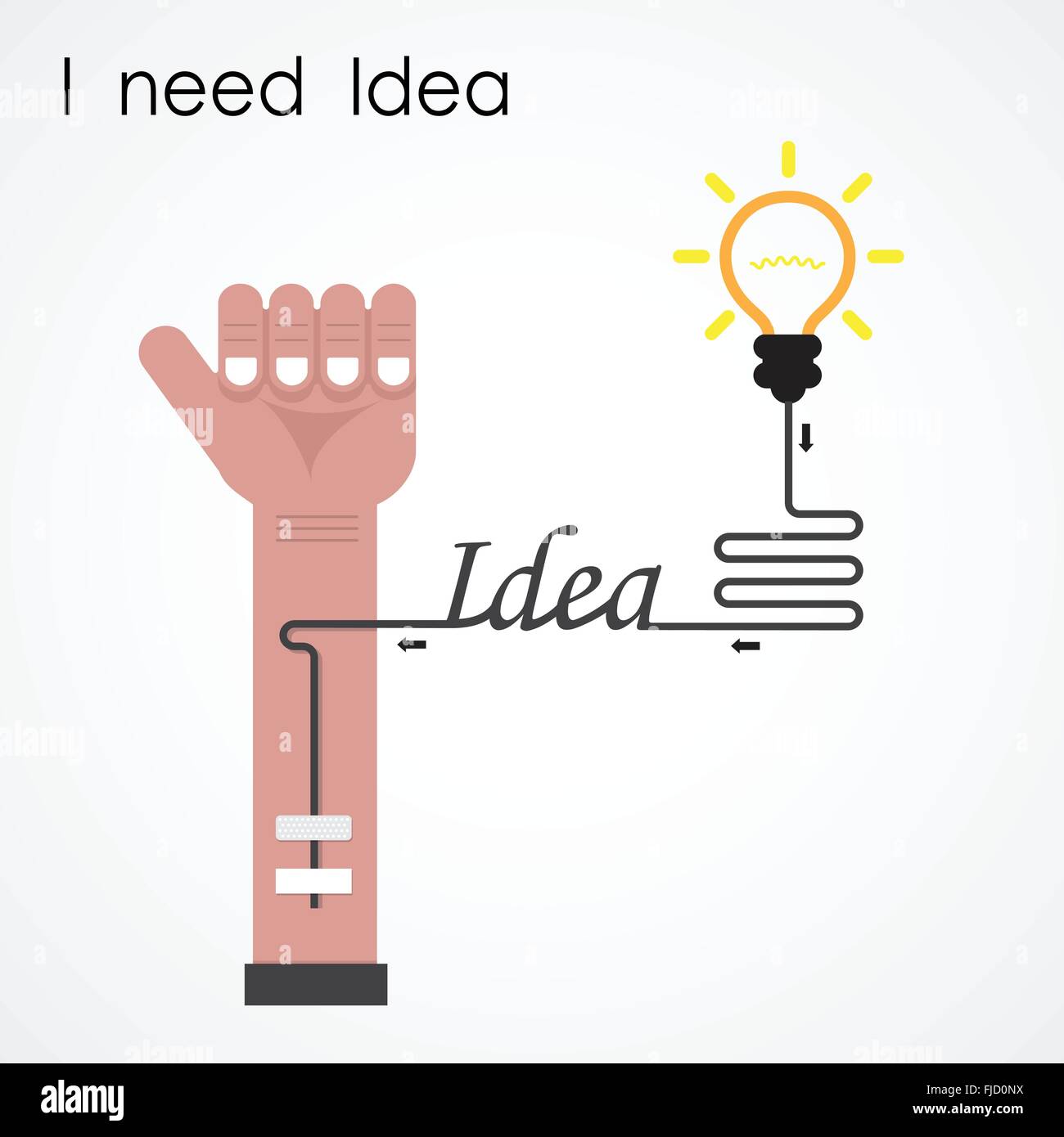 I need Idea concept. Businessman hand and creative light bulb. Business and education idea concept. Vector illustration Stock Vector