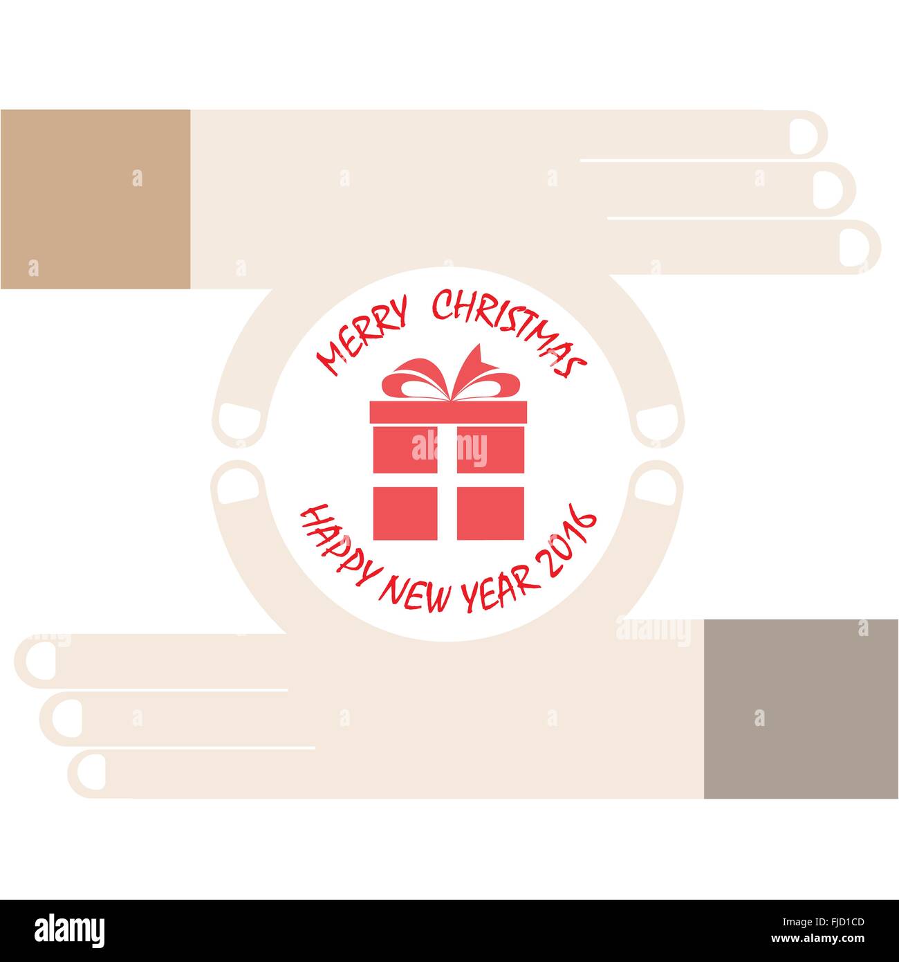 Hands and gift vector icon. Merry christmas and happy new year concept.Time gifts.Vector illustration Stock Vector