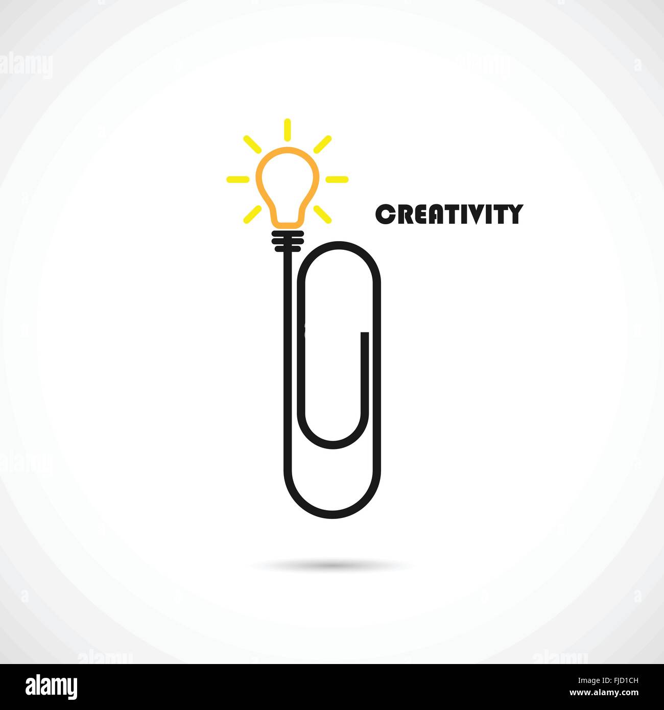 Creative paper clip and light bulb logo design.Concept of ideas inspiration, innovation, invention, effective thinking Stock Vector