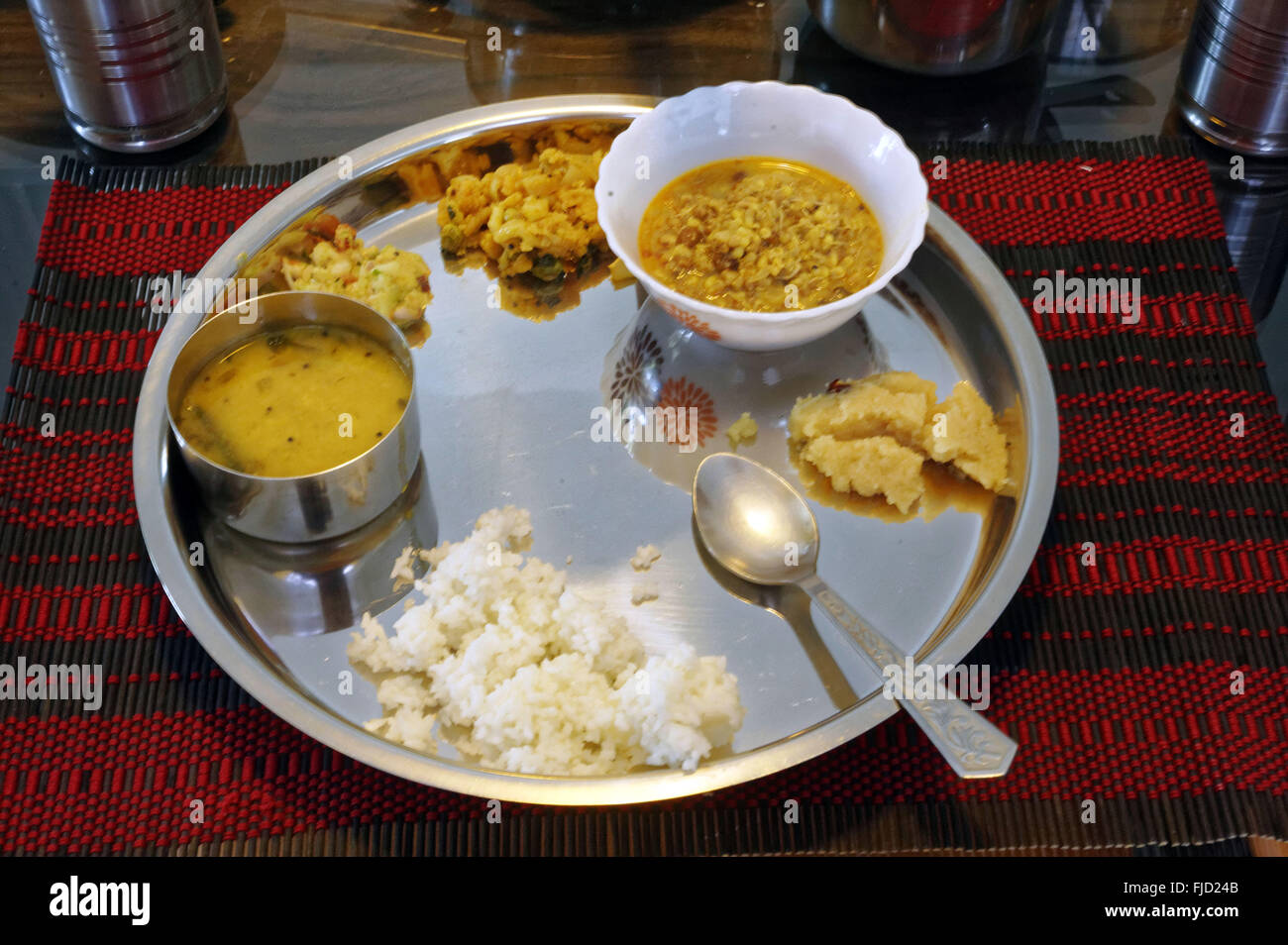 Indian food thali, mumbai, maharashtra, india, asia Stock Photo