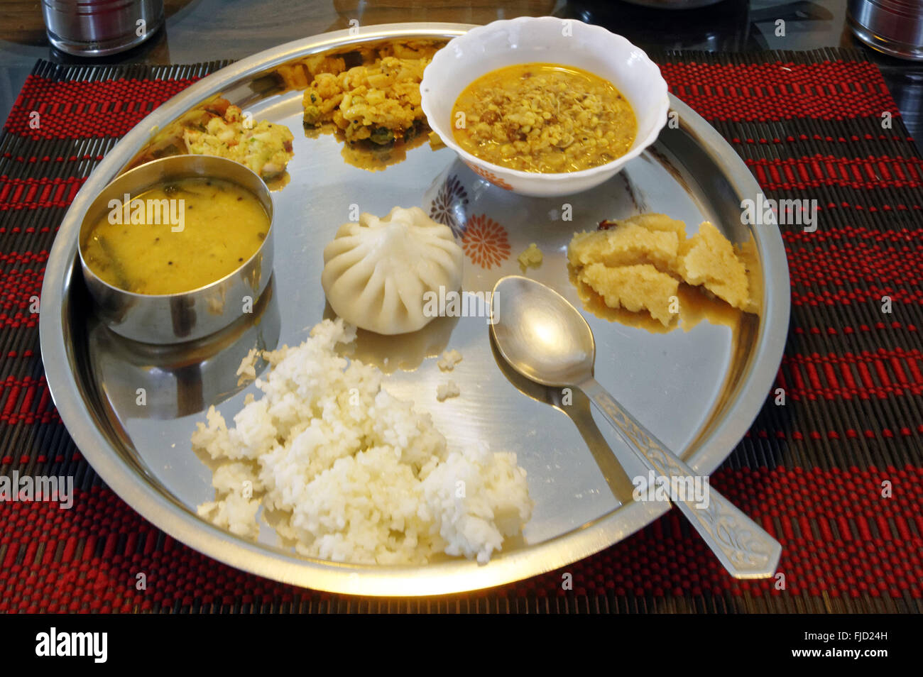 Indian food thali, mumbai, maharashtra, india, asia Stock Photo