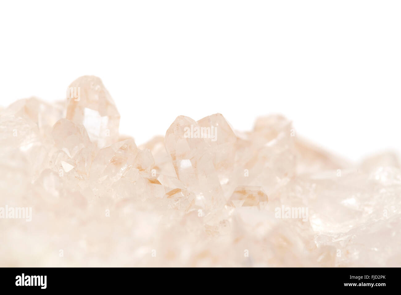 cluster of small quartz crystals isolated on white background Stock