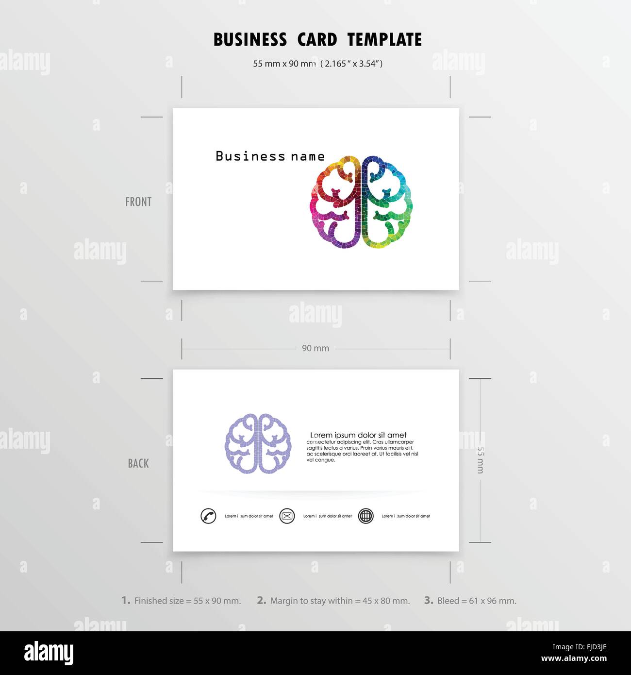 Abstract Creative Business Cards Design Template. Name Cards Symbol. Size 55 mm x 90 mm (2.165 in x 3.54 in).Vector illustration Stock Vector