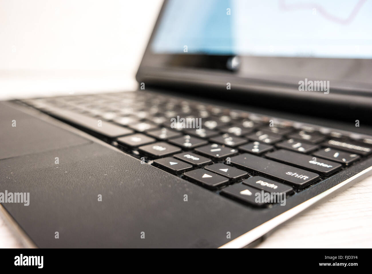 laptop with hands on wood Stock Photo - Alamy