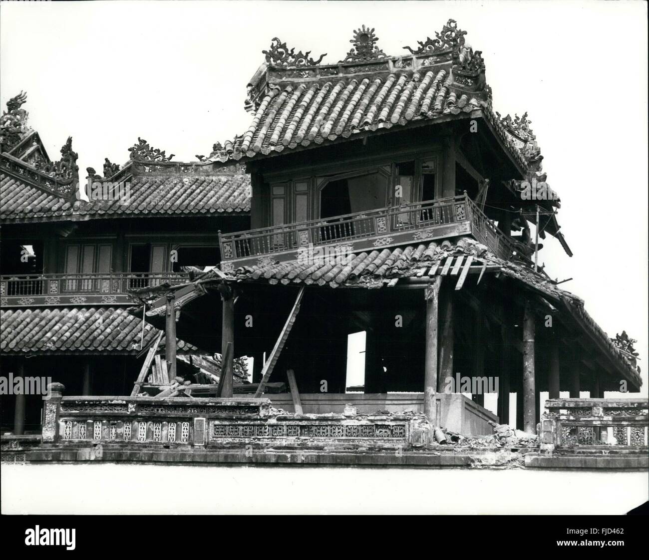 1962 - Hue - The Imperial City: In more glorious days, the once stately city of Hue was the Imperial Capital of Vietnam. The Citadel and Palace were bombed by American B 52 bombers when occupied by Vietkong forces. Now the wrecked Palace has become a fitting memorial to what is now the world's most violent country. © Keystone Pictures USA/ZUMAPRESS.com/Alamy Live News Stock Photo