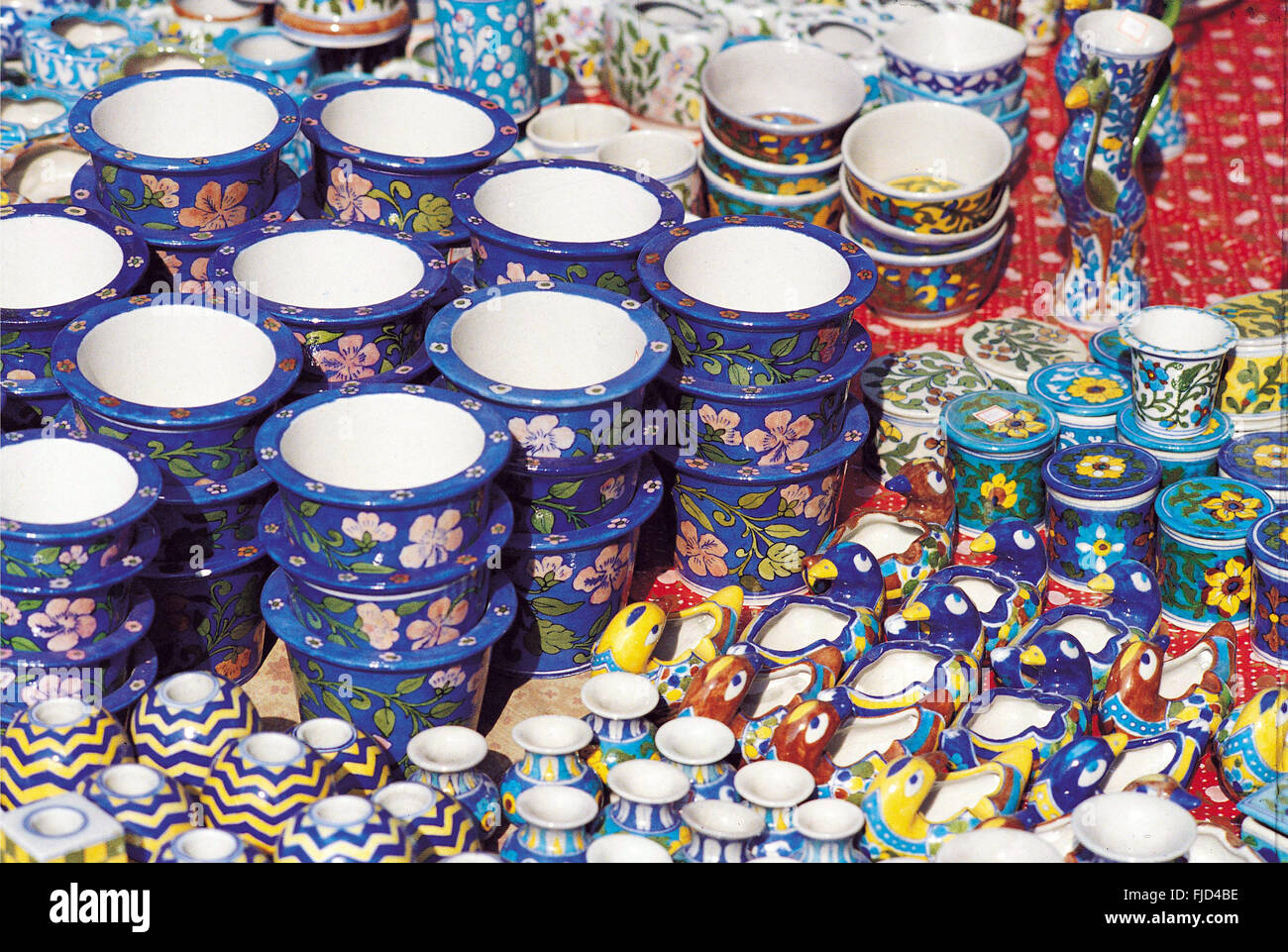 Hand painted ceramics, jaipur, rajasthan, india, asia Stock Photo