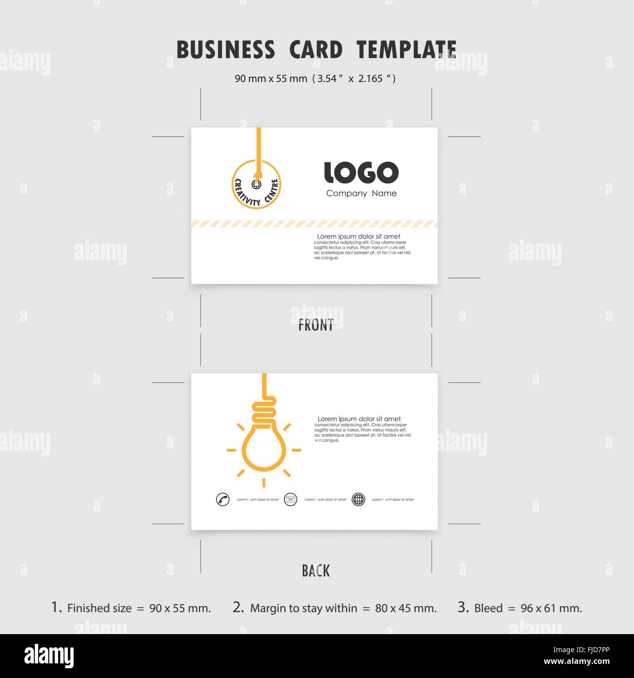 Abstract Creative Business Cards Design Template, Size 90mmx55mm (3.54 in x 2.165 in). Name Cards Symbol. Vector illustration Stock Vector