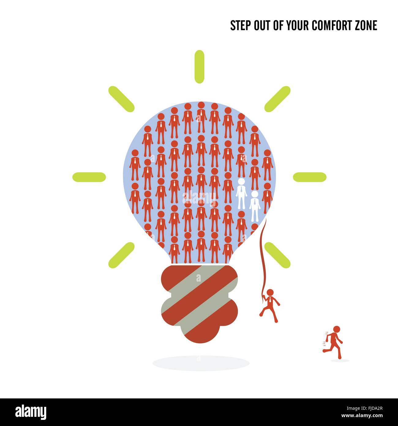 Step out of your comfort zone idea concept. Business cartoon idea symbol.Vector illustration Stock Vector