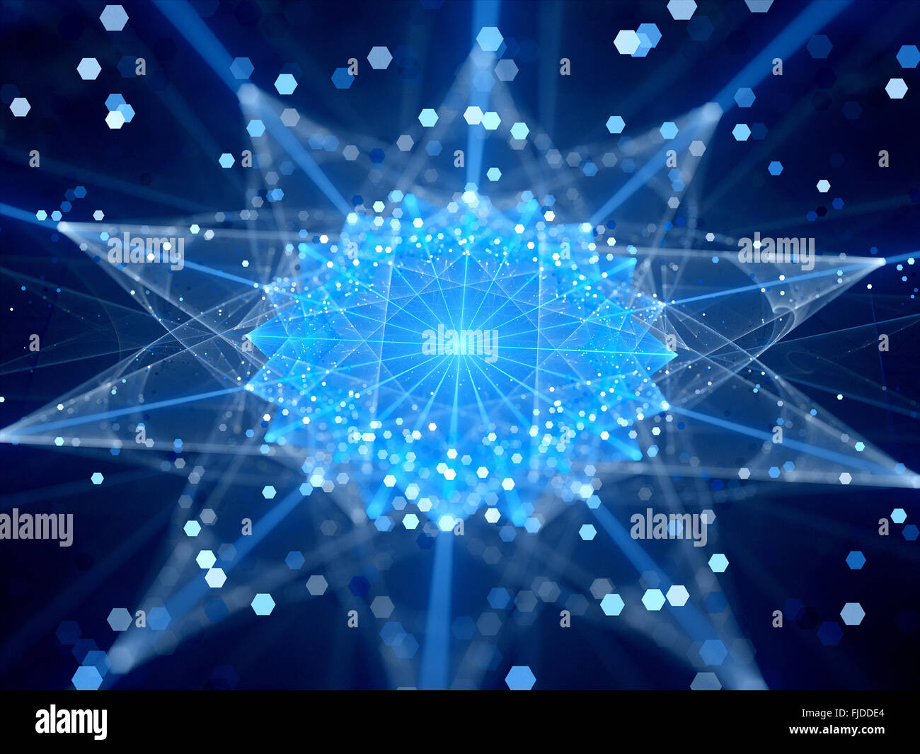 Blue glowing connections in cyberspace, computer generated abstract background Stock Photo