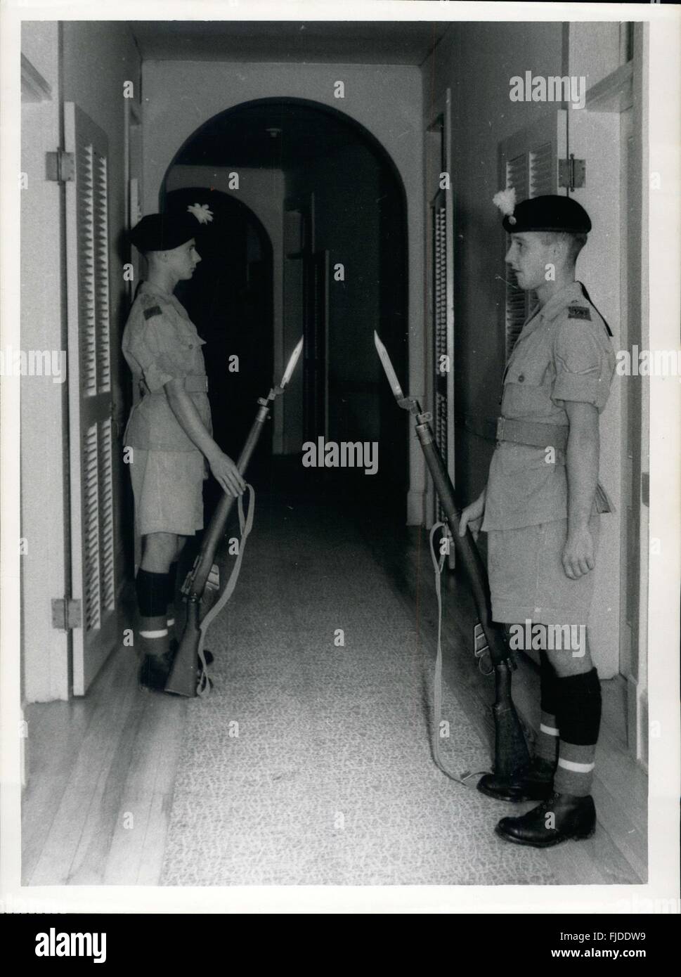 1966 - Soldiers with fixed Bayouets guard the suite of M. Lauriel (Credit Image: © Keystone Pictures USA/ZUMAPRESS.com) Stock Photo