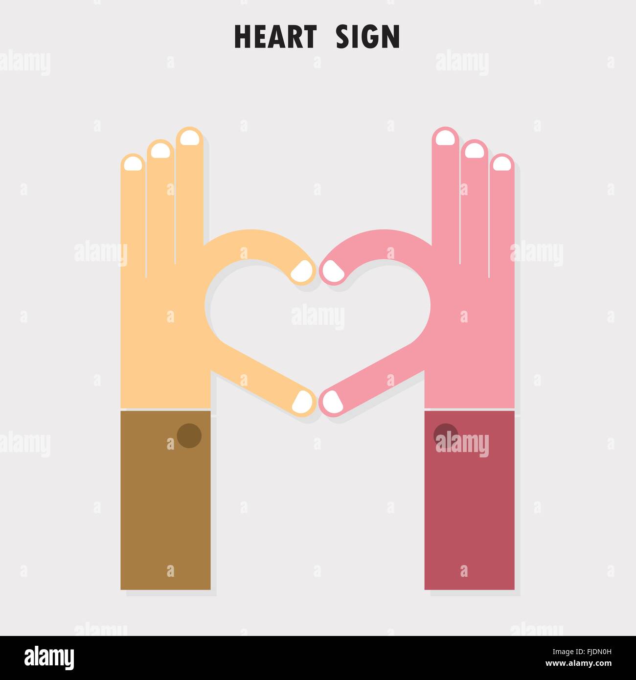 Creative hand sign and heart abstract vector logo design. Hand Heart shape symbol.Teamwork,team,partner,partnership,cooperation, Stock Vector