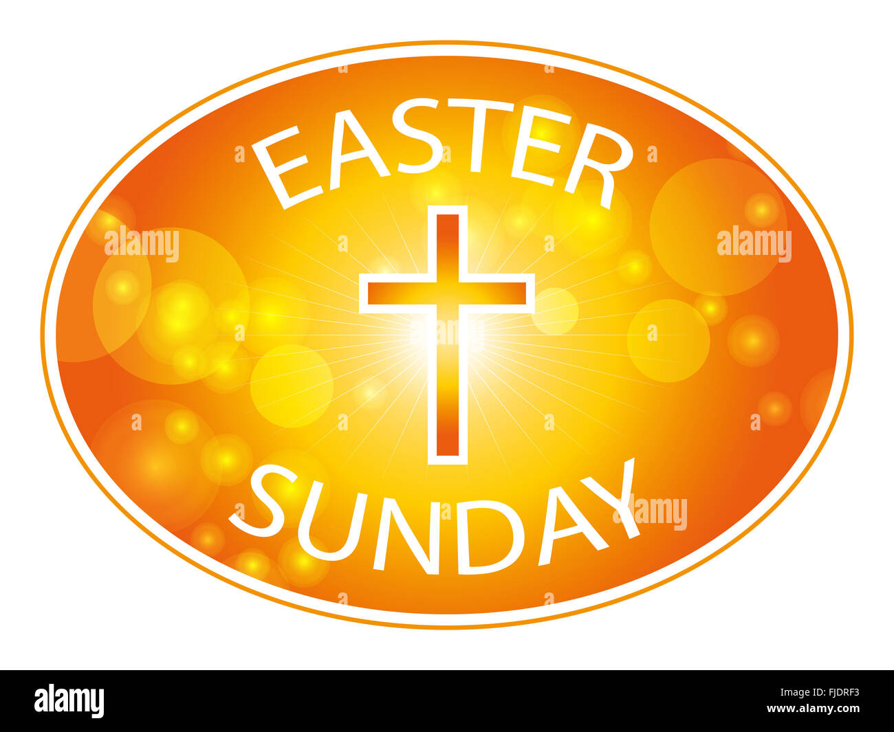easter sunday banner with cross symbol on border abstract sun