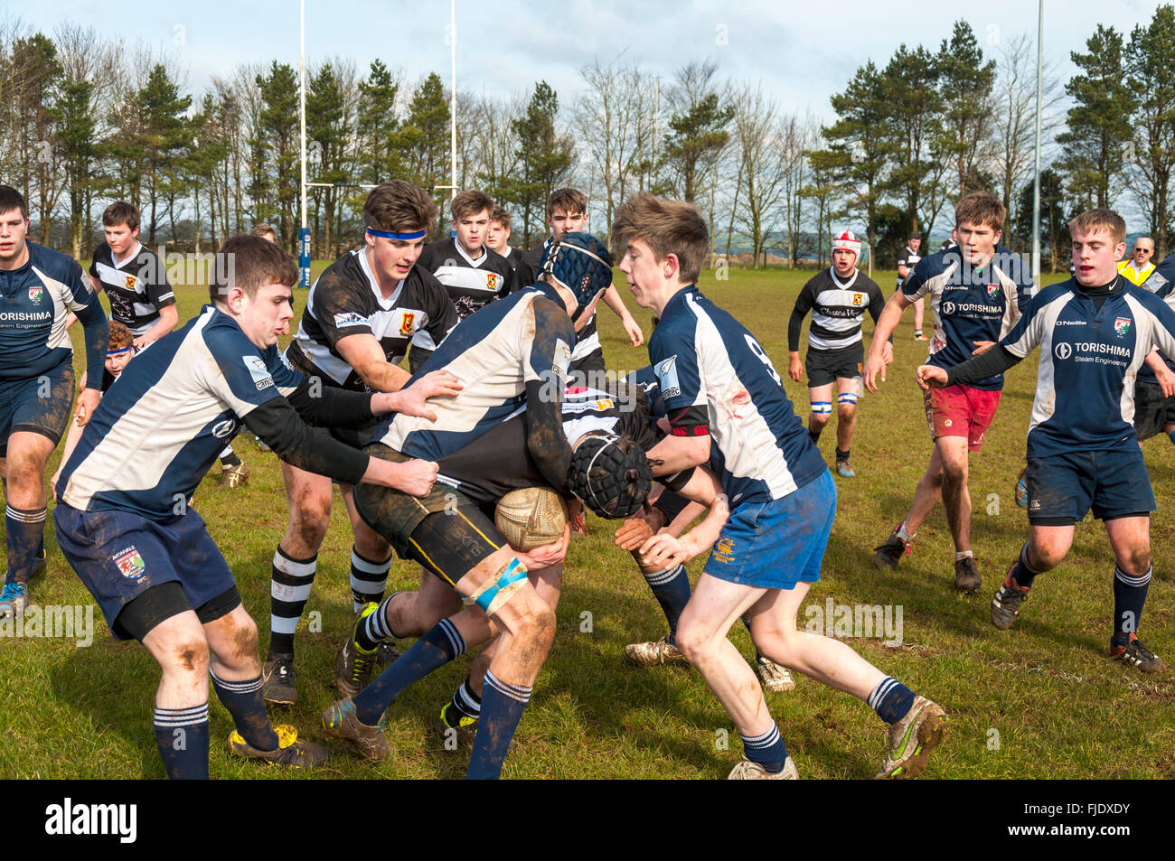 Under 16 age group rugby union match  between Walcot RFC and Avonvale RFC in Bath, UK Stock Photo
