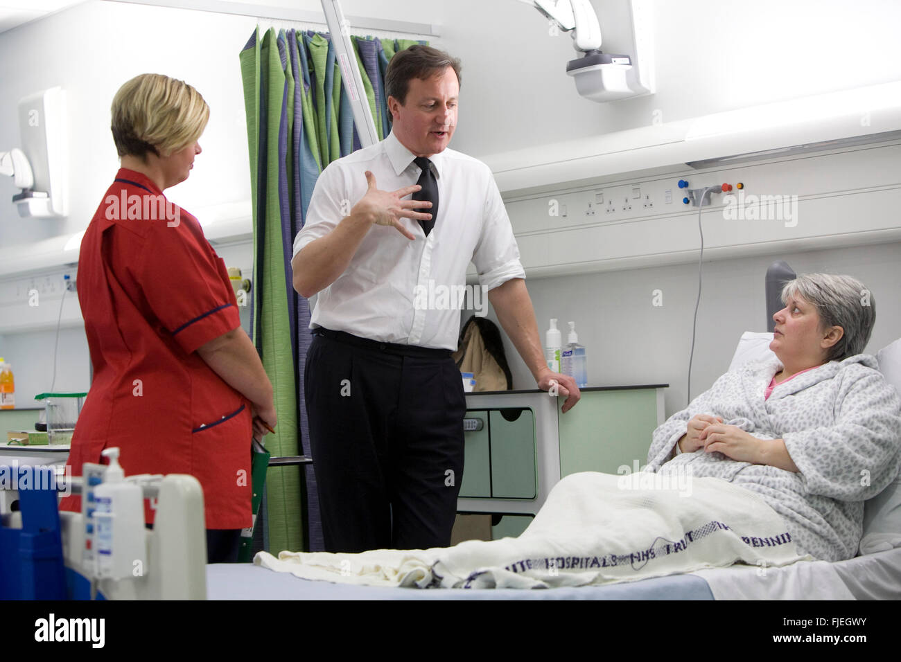 David Cameron visiting Salford Royal Hospital Stock Photo Alamy
