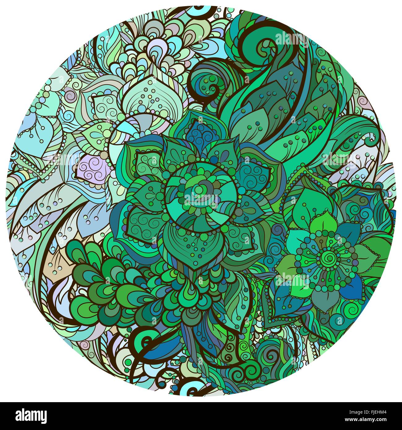 Ethnic floral zentangle, doodle background pattern circle in vector Stock  Vector Image \u0026 Art - Alamy, image size:1300x1390