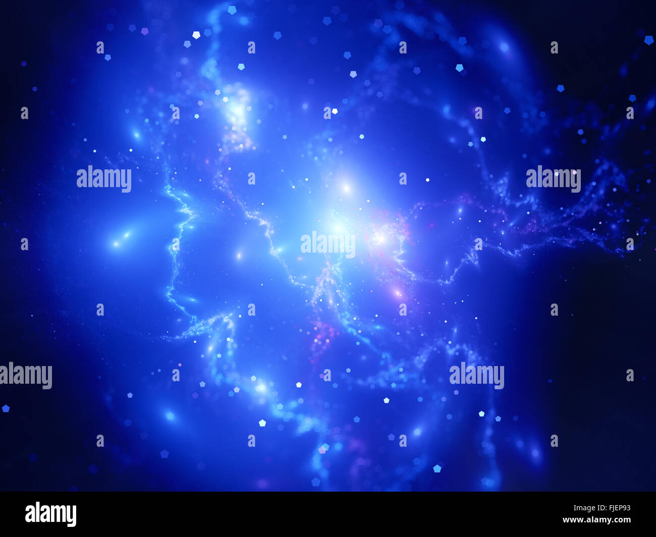 Blue glowing magical nebula in space, computer generated abstract ...