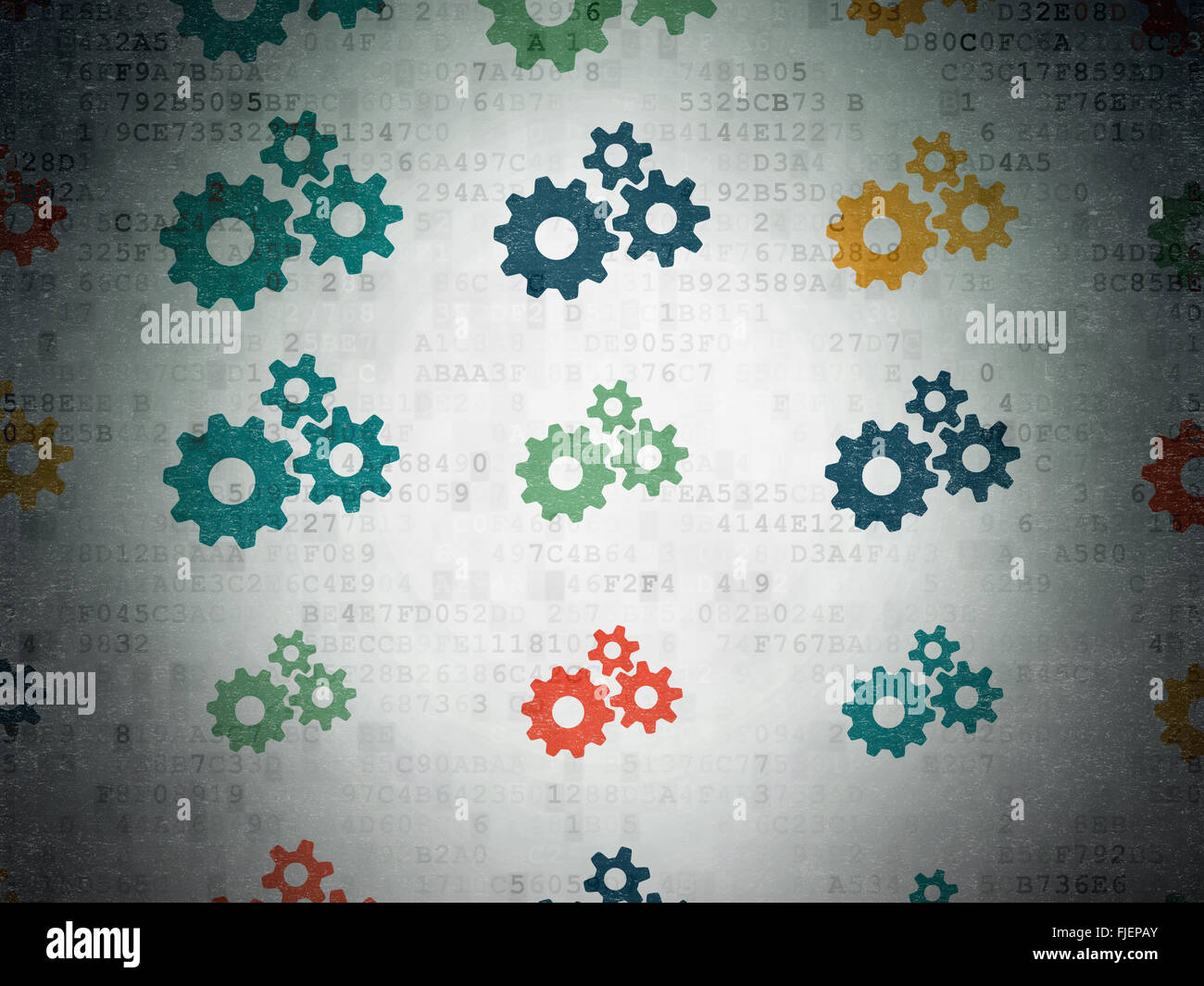 Data concept: Gears icons on Digital Paper background Stock Photo - Alamy