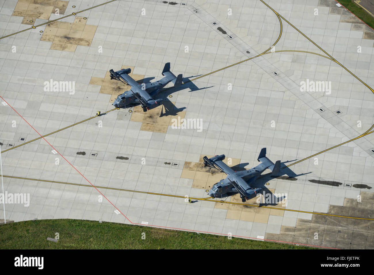 US Military aircraft on the apron of an airbase in England Stock Photo
