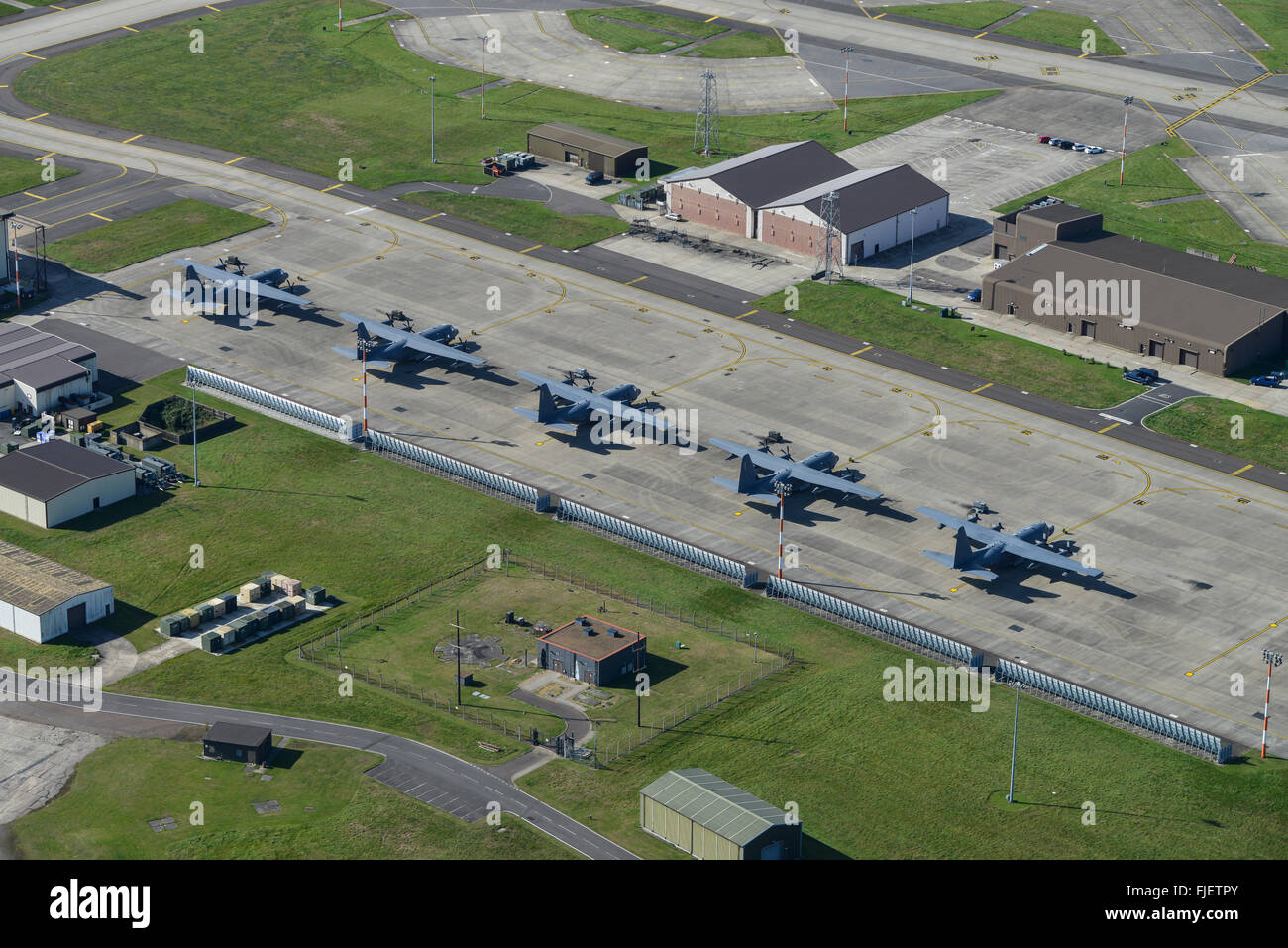 US Military aircraft on the apron of an airbase in England Stock Photo