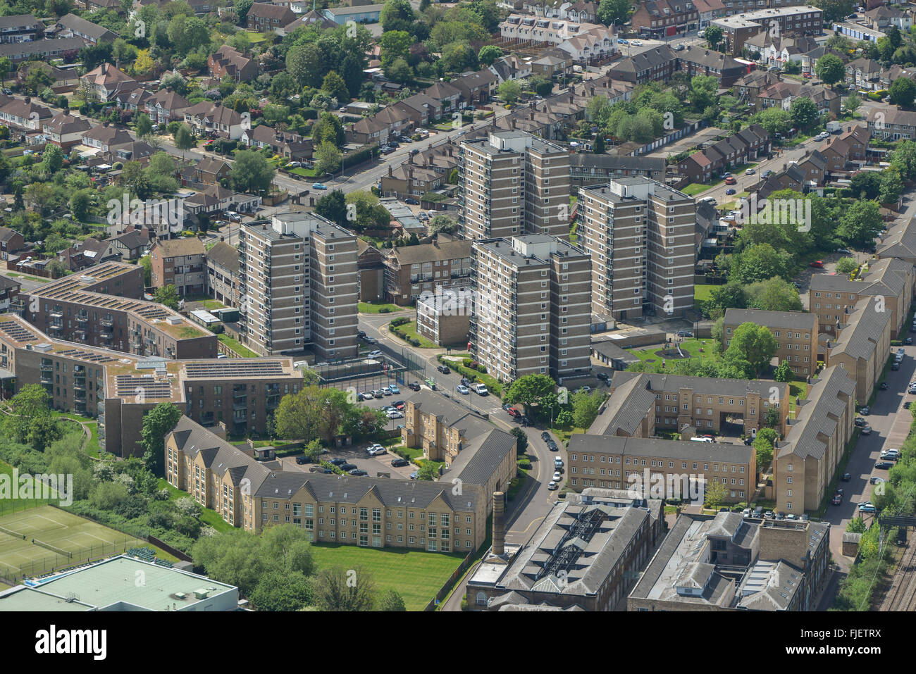 An aerial view of the Gidea Park area of Romford, Havering, Greater London Stock Photo